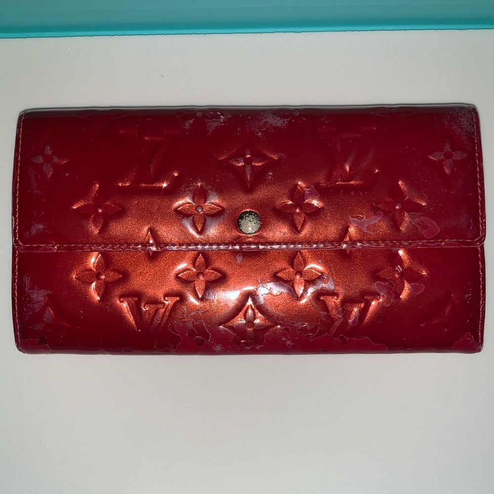 Louis Vuitton Patent Leather Sarah Wallet- Red
